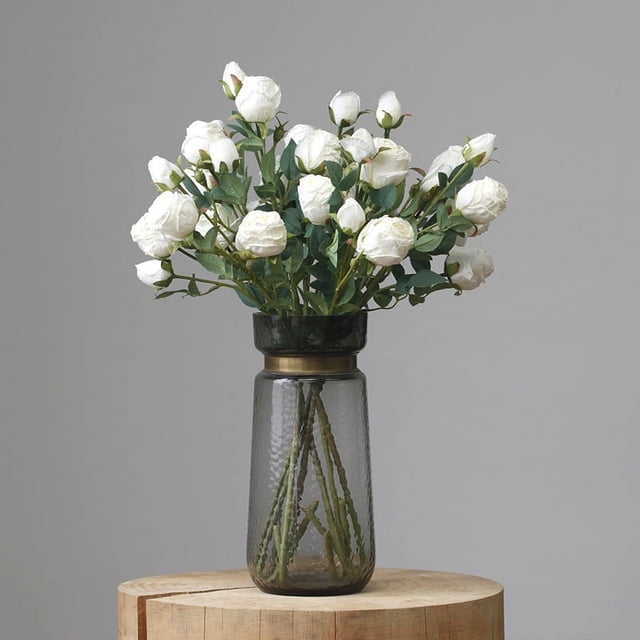 Nvzi 6 rosas artificiales de tallo largo, rosas de seda falsas para ramo de boda, centro de mesa, decoración del hogar (blanco)