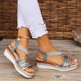thumbnail image 6 of GERsome Women's Wedge Sandals Platform Open Toe Ankle Strap Comfort Walking Summer Beach Travel Sandals, Dark Gray Size 7.5, 6 of 9