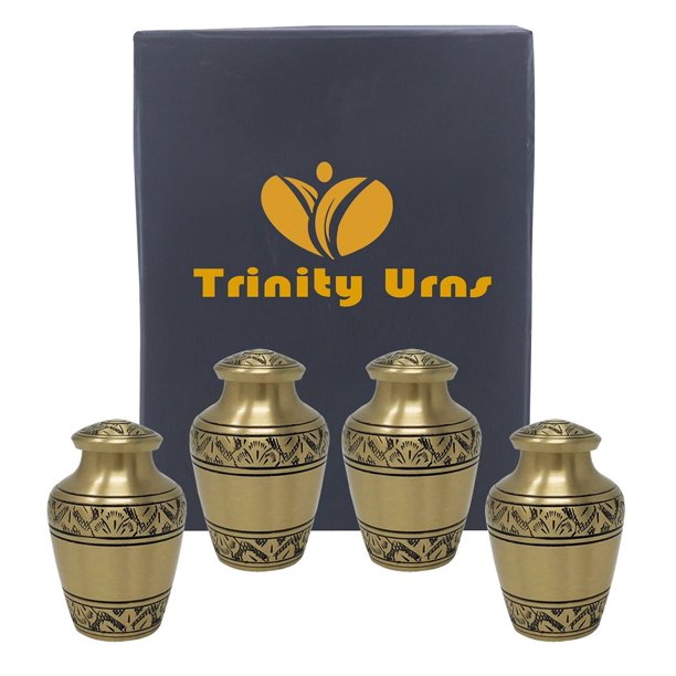 Golden Elegant Keepsake Urns Set of 4 Beautiful Mini Keepsakes