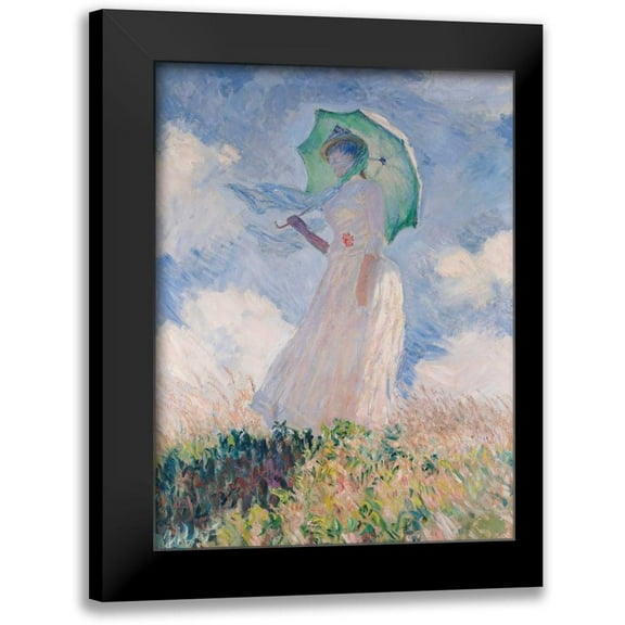 Monet, Claude 12x14 Black Modern Framed Museum Art Print Titled - Woman with Parasol-Left