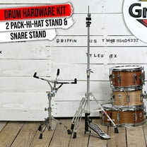 Griffin 2-PACK Snare Stand & Hi-Hat Pedal | Drum Hardware Pull Chain Chrome Set