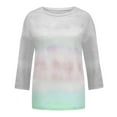 thumbnail image 3 of Frostluinai Summer Tops for Women Tie Dye Print Casual 3/4 Length Sleeve Shirts Comfy Crew Neck T Shirts Fashion Side Split Tees, 3 of 3
