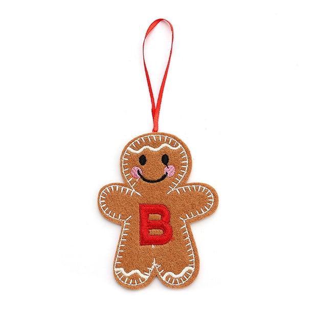 Adornos de jengibre con iniciales del alfabeto Monograma de jengibre Adorno colgante para el árbol de Navidad con la letra del apellido Decoración para el árbol de Navidad
