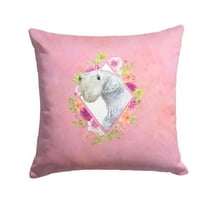 14 x 3 x 14 in. Sealyham Terrier Pink Flowers Fabric Decorative Pillow