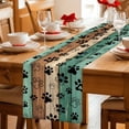 thumbnail image 5 of Teal Green Brown Table Runner - 72 Inch Long Farmhouse Dog Paw Vintage Cotton and Linen Blended Dress Scarves Farmhouse Table Runner for Kitchen Dining, Coffee Table, 13" x 72", 5 of 8