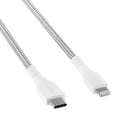 thumbnail image 6 of onn 6ft Lightning to USB-C Braided Charging Cable, Fast Charging, MFI Certified, White - Compatible with iPhone 14/13/12/11/X/XR/XS/8/7/6/5, iPad, Airpods and more, 6 of 8