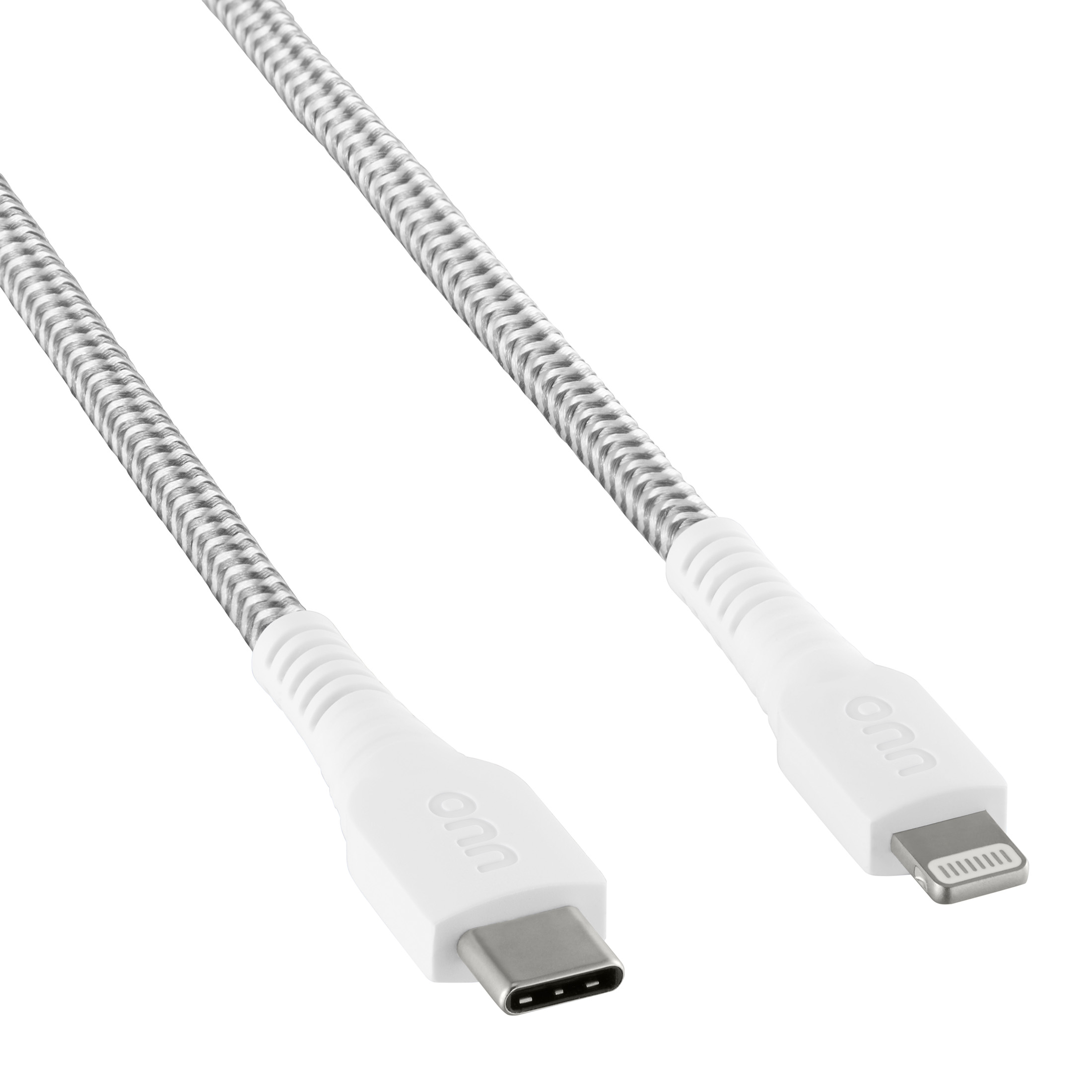 Cable de carga trenzado onn de 6 pies Lightning a USB-C, certificado MFI, carga rápida, blanco 6
