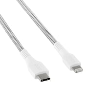 onn 6ft Lightning to USB-C Braided Charging Cable, MFI Certified, Fast Charging, White