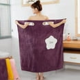 thumbnail image 4 of Albornoz de felpa para mujer con correa en S gruesa para invierno Coral Fleece Ruffle Off Shoulder Wearable Water, 4 of 8