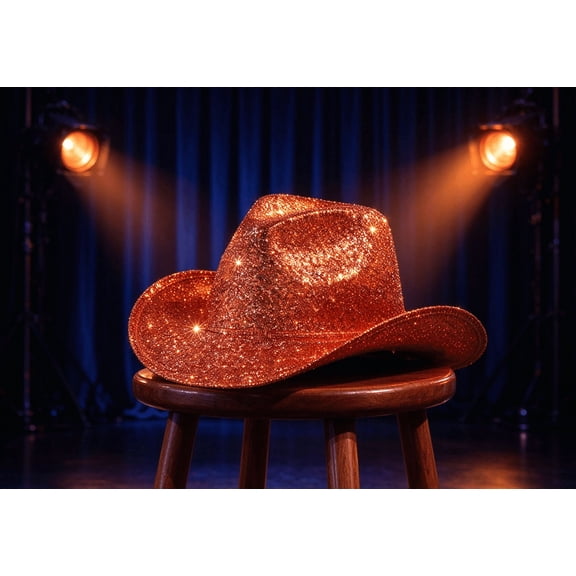 Glitter Cowboy Hat, Polyester Sparkly Western Cowgirl Party Hat, One Size