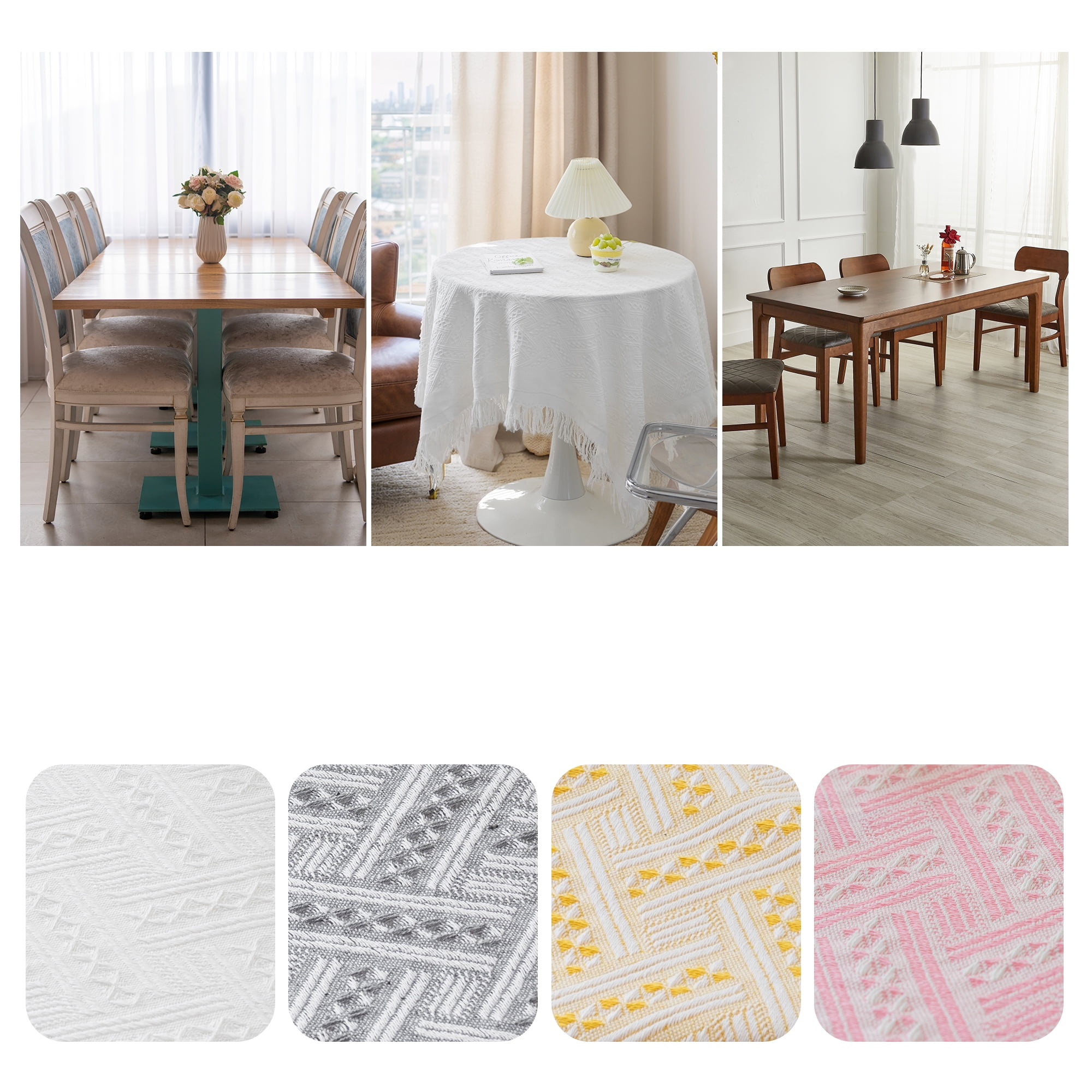 Unique Bargains Tablecloths with Tassel for Multiple Use Beige 47.2"x35.4"