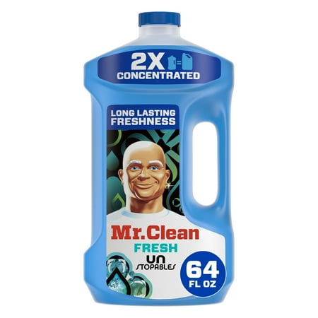 Mr. Clean 2X Concentrated Multi Surface All Purpose Cleaner with Unstopables Fresh Scent 64 fl oz