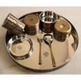 thumbnail image 3 of Indian Art Villa S/B Hammer Thali Set - 7 Pieces with 1 Thali (13 Inches), 1 Glass, 1 Spoon, 1 Small Plate, and 3 Bowls (Pack of 1 Dinner Set), 3 of 3