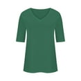 thumbnail image 5 of Penkiiy Women's V Neck T Shirts Half Sleeve Tops Casual Solid Summer Tees 2XL Green, 5 of 6