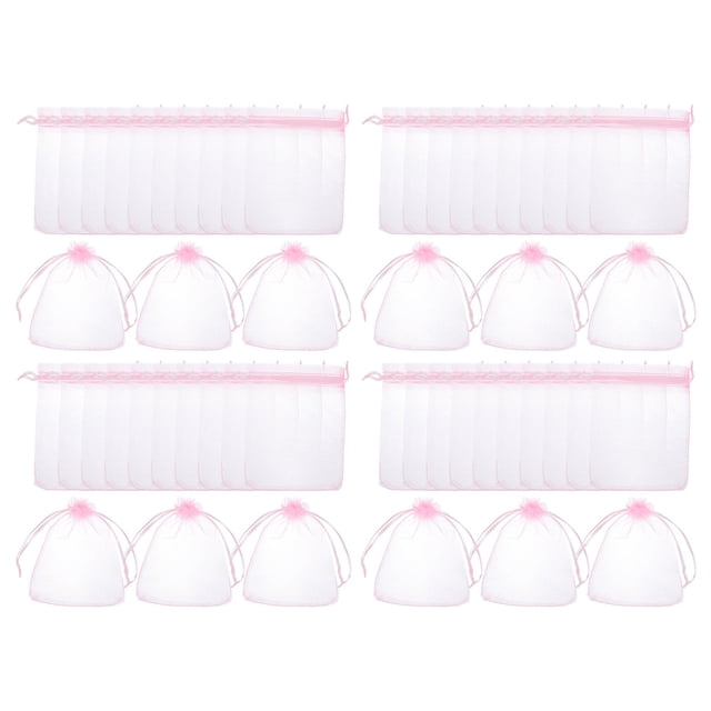Raindrops 100Ud Bolsas De Malla Color Rosa Multiusos Para Almacenaje Y Regalos Con Cordón
