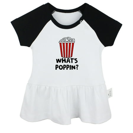 

Whats Poppin Funny Dresses For Baby Newborn Babies Skirts Infant Princess Dress 0-24M Kids Graphic Clothes (Black Raglan Dresses 18-24 Months)