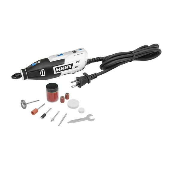 HART Corded Electric 1 Amp 2-Speed Rotary Tool Kit with 10 Accessories