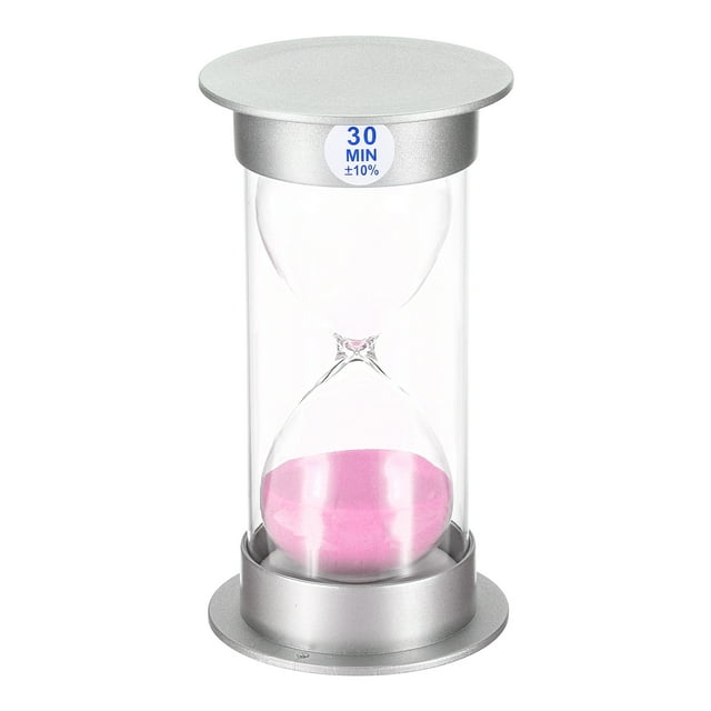 Unique Bargains Minuterie de Sable 30 Minutes, Horloge Sable, Compte à Rebours Verre de Sable, Sables Roses