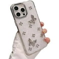 thumbnail image 6 of Designed for iPhone Case,Luxury Glitter Dripping Glue Glittering Butterfly Silicone Shockproof Protective Cover Phone Case (iPhone 15 Pro Max,Silver), 6 of 6