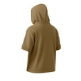 thumbnail image 7 of Men's Cotton Pullover Hooded Top Short Sleeve Casual Solid Color T-Shirt Hoodie Drawstring Loose Fit Summer Basic Streetwear Outfits Travel Essential | JASKFLY,Khaki M, 7 of 7