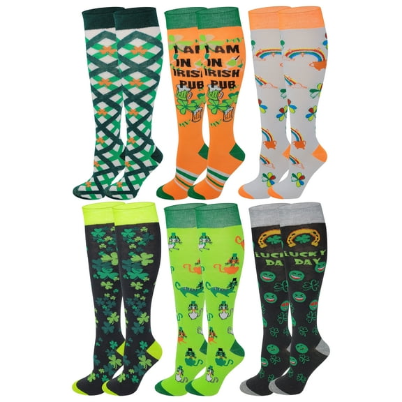 Sumona 6 Pairs Women Saint Patrick's Day Novelty  Knee High  Socks
