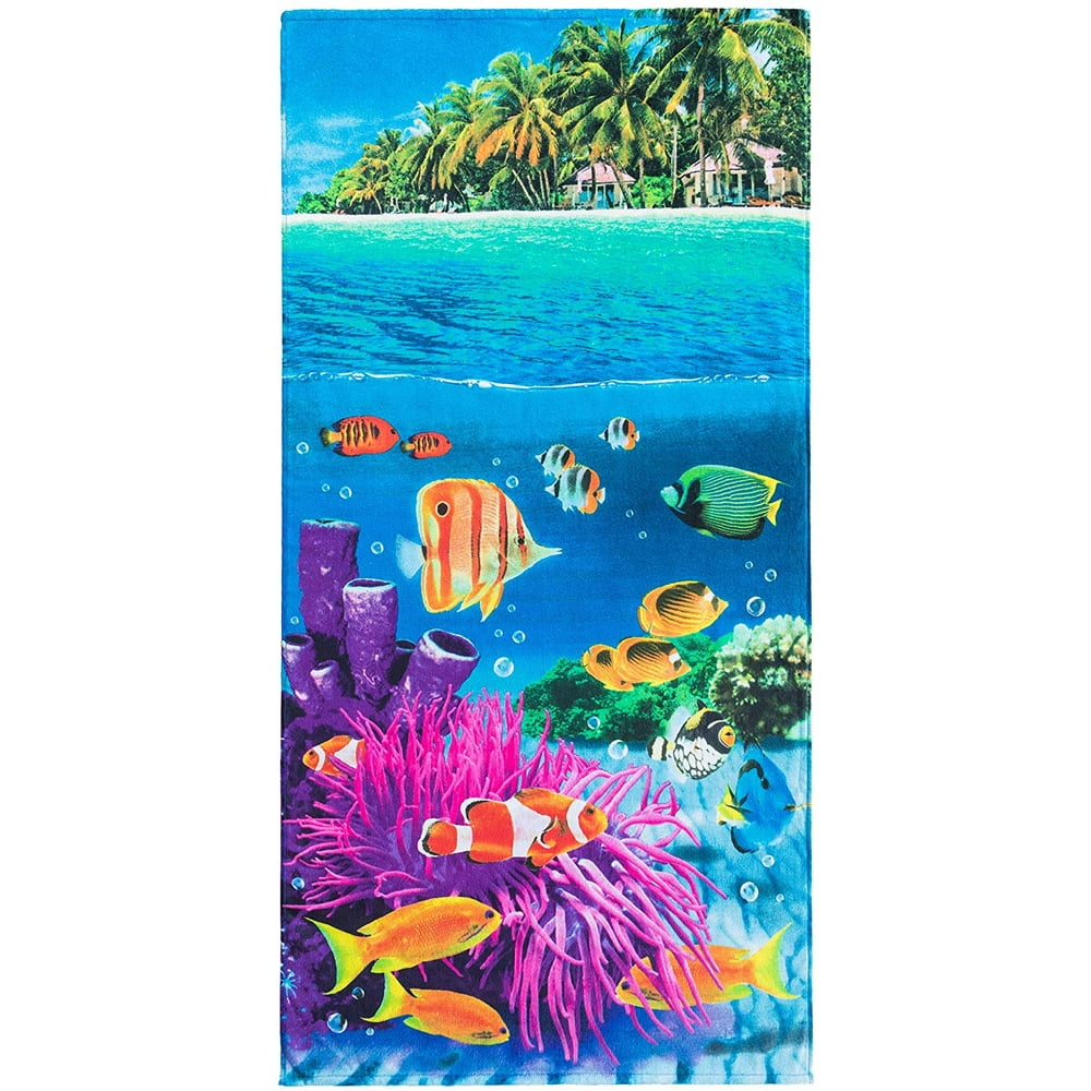 Tropical Island Beach Towel 30" x 60" 100 Cotton