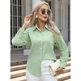 thumbnail image 4 of Button Down Shirts for Women Cotton Dress Shirts Collared Long Sleeve Wrinkle Free Blouse Tops Light Green XL, 4 of 8