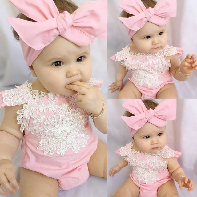 Nouveau-né Bébé Filles Rompers Dentelle Floral Combinaison Combinaison Tenues Combinaison Vêtements de Soleil
