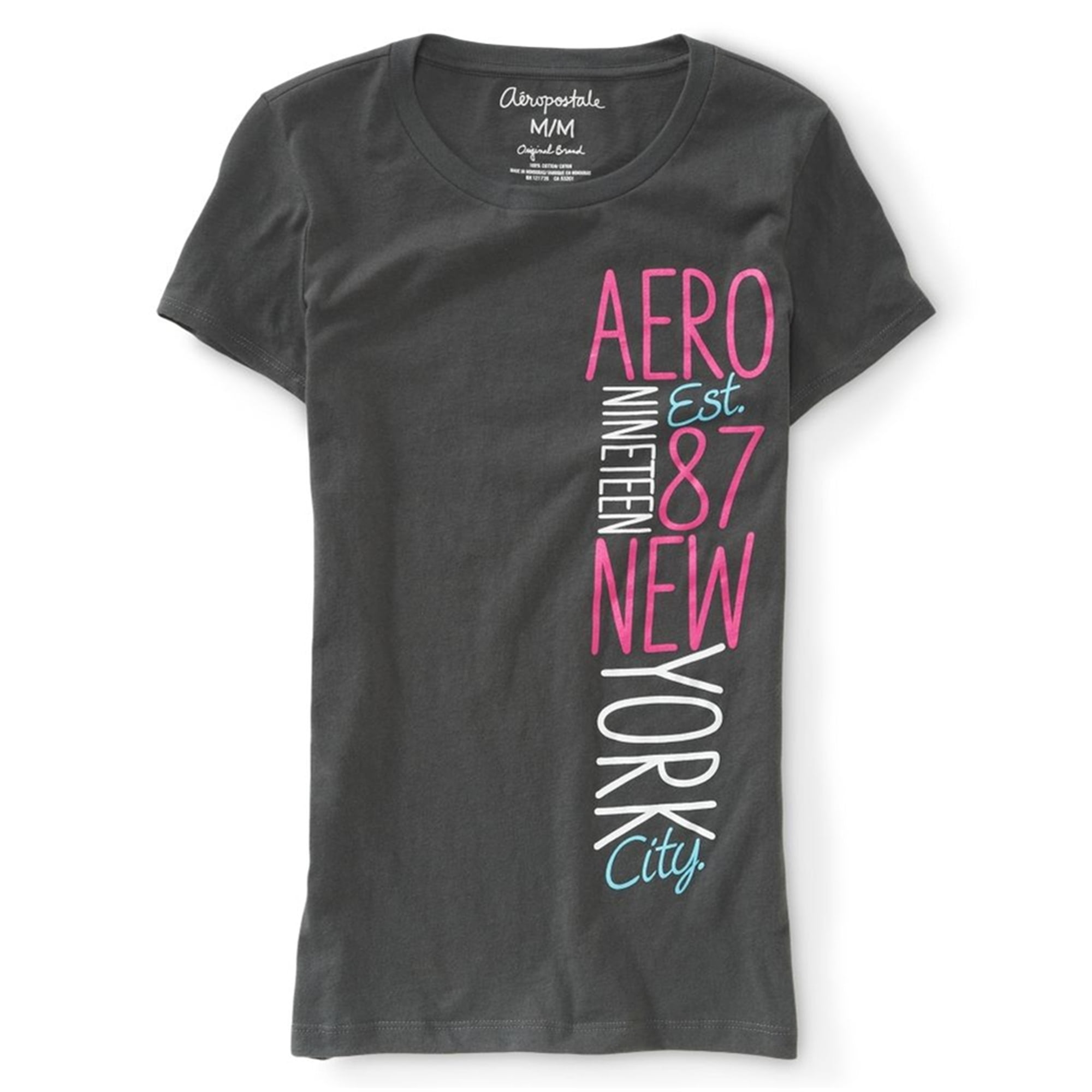 Aeropostale Mujer Aero Est. 87 Camiseta grafica de la ciudad de Nueva York gris mediana Aeropostale Camiseta grafica Walmart en linea
