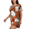 thumbnail image 2 of "Wukai Various Pumpkins Women's Pajama Set - Short-Sleeve Top and Shorts with Elastic Waistband and Pockets for Loungewear, Yoga, and Casual Wear-Large, 2 of 8