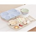 thumbnail image 4 of 5pcs/Set Wheat Straw Divided Food Plate Solid Color Chopsticks Fork Spoon Bowl Dinnerware Tableware for Children Kids (Pink), 4 of 8