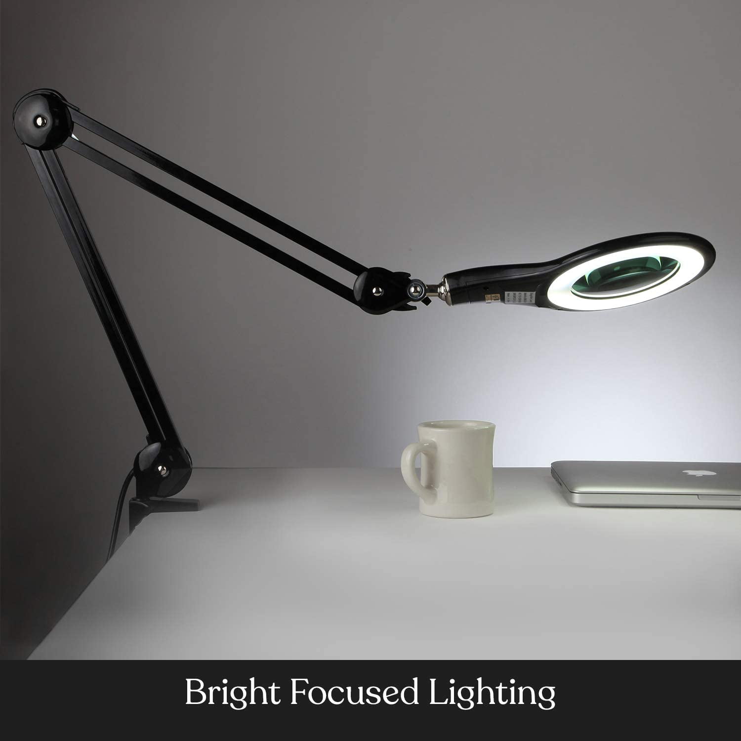 LightView PRO Magnifying Desk Lamp 2.25x Light Magnifier Adjustable Magnifying  Glass with Light for Crafts Reading Close Work - Black 