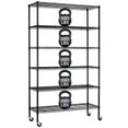 thumbnail image 1 of 6 Tier Wire Rack Storage Shelves Metal Shelf Wire Shelving Unit with Wheels Heavy Duty NSF Utility Shelves Height Adjustable Kitchen Garage Shelf Racks, 82"x 48"x 18", Black, 1 of 10
