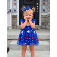 thumbnail image 5 of Lairauiy Baby Girls Independence Day Romper Dress 3 6 9 12 18 Months Flying Sleeve Star Embroidery Mesh Bodysuit with Headband for 4th of July, 5 of 9