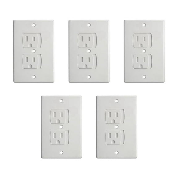 Self-Closing Socket Cover, White Safety Wall Electrical Socket, Matching Screws, for Baby Protection.