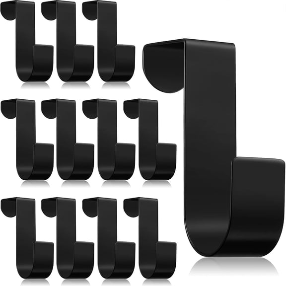 Januofit 12 Pcs Over The Cabinet Drawer Door Hooks 1.12 Inch for Hanger in The Cabinet Decoration Hooks Sturdy Metal Z Shaped Hanger Peg for Bathroom Clothes Towel(Black)