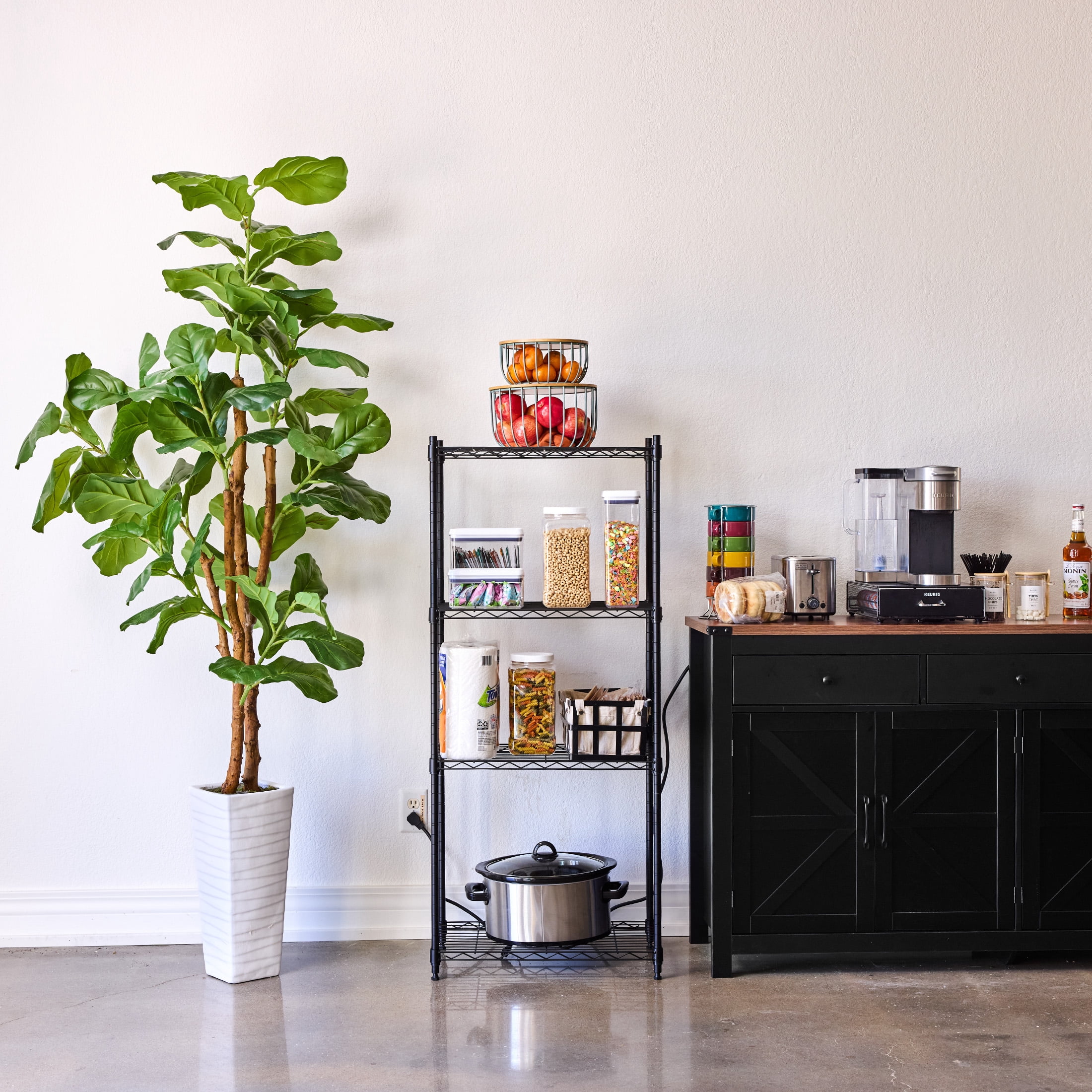 WorkPro 4-Tier Black Slim Wire Shelving
