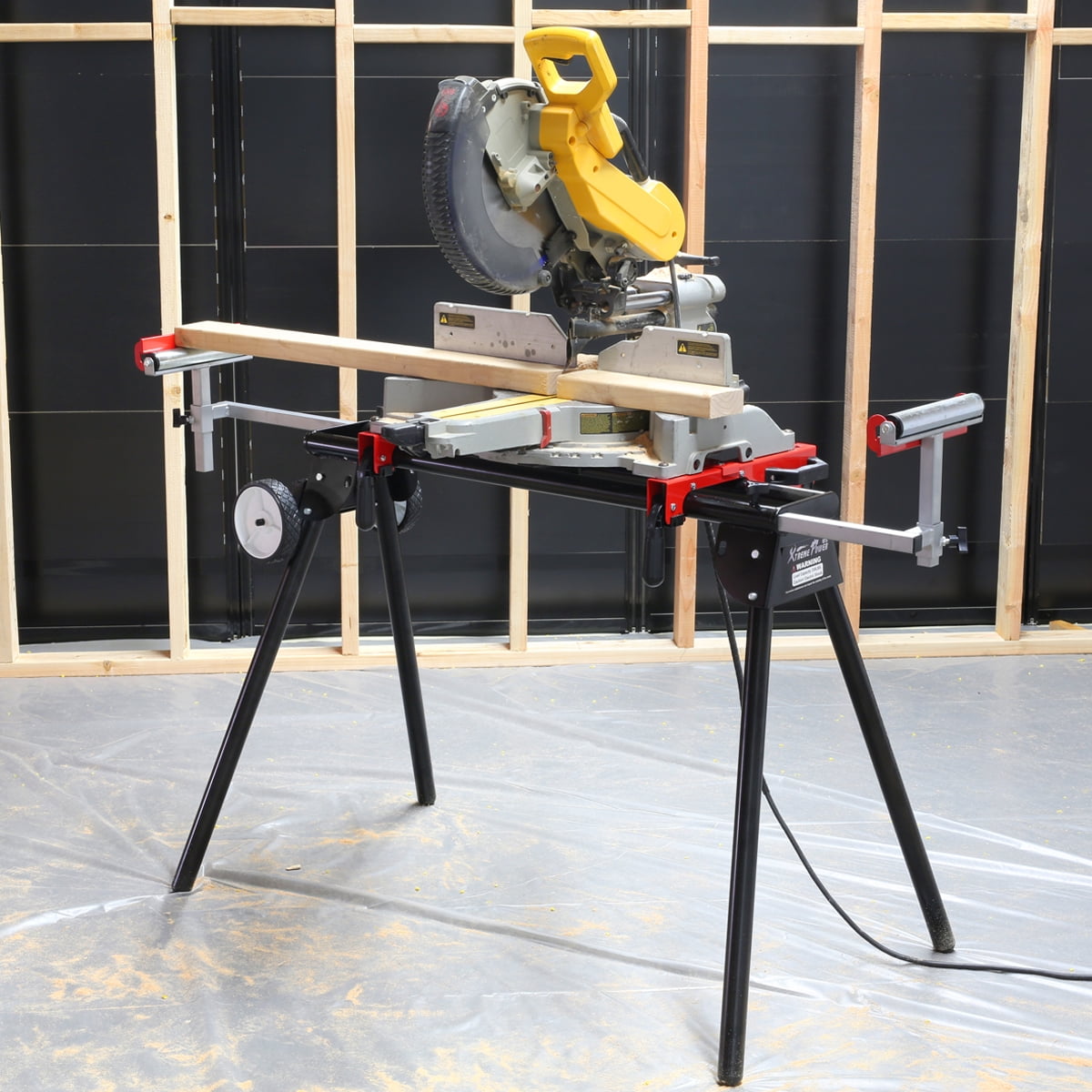 Miter Saw Stand Sliding Arms 750 lb Capacity Universal Powdercoated Foldable 