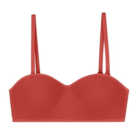 YanQiao Womens Seamless Wireless Supportive Bra Push Up Comfort Soft Full Coverage No Steel Ring Breathable Bra 2pc XL Red