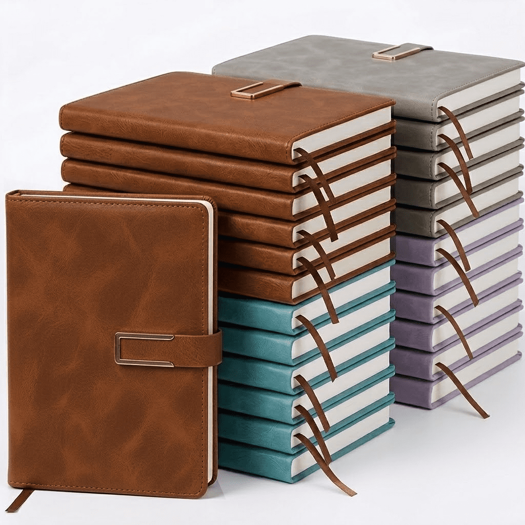 24-Pack Bulk A5 Lined Journals Notebooks, Premium PU Leather Hardcover with Metal Buckle & Bookmark, 200 Pages, 4 Colors