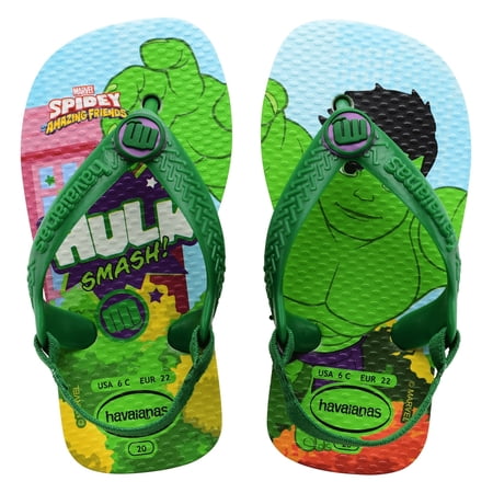 Havaianas Baby Marvel Flip Flop Sandals, Hulk, Size 6 Baby