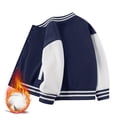 thumbnail image 2 of Generic Kids Jackets Boys Girls Coat Spring Autumn Winter New Children Plus Baseball Clothes Baby Cardigan Small Medium Thick Top Casual Lightweight Plain Button School Coat(4-5 Years,Navy), 2 of 4