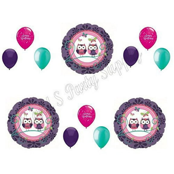 OWL PAL Purple Happy Birthday Party Balloons Decoration Supplies Girl 1st Teen