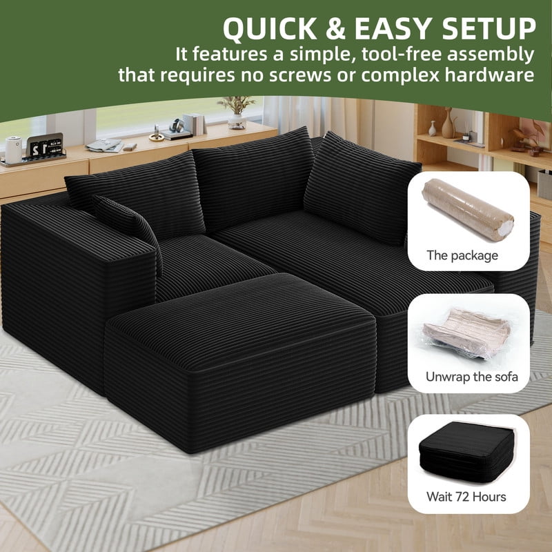 Uforic 107 Inch Cloud Sectional Couch, Modern Modular Sofa with L-Shape Chaise, Upholstered Sofa for Living Room Bedroom, Beige