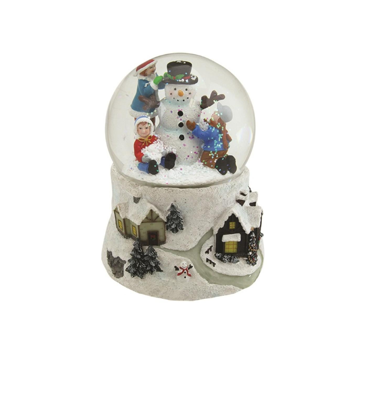 6.25" Snowman and Children Musical Swirling Christmas Snow Globe