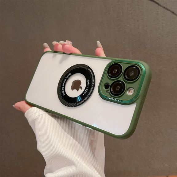 Jiahe Cover for iPhone 13 Pro Max, Compatible with MagSafe Case,Slim Lightweight Anti-Scratch Shockproof Soft TPU Camera Lens Protector Acrylic Transparent Back Cover, darkgreen