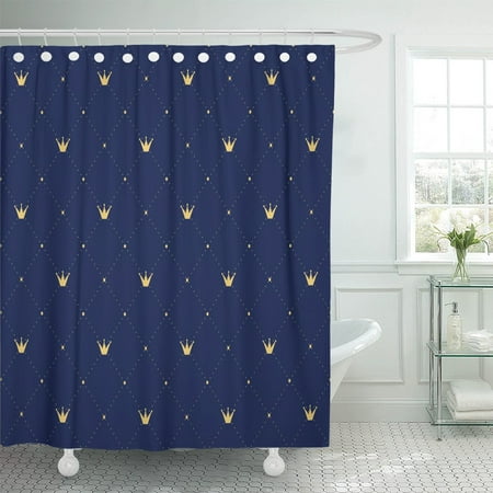 PKNMT Best Navy Blue in Retro Gold Crown Premium Royal Polyester Shower Curtain 60x72 (Best Cement For Gold Crown)