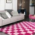 thumbnail image 3 of Conbriboy Checkered Rug 5x7ft For Living Room, Pink And Rose Red Modern Shag Rug Super Soft Washable Indoor Fuzzy Carpet Non-Slip Fluffy Rugs For Bedroom Home Aesthetic Decor, 3 of 9