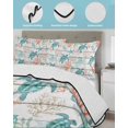 thumbnail image 3 of Quilt King Size Bedding Set, Teal Red Coastal Reversible Summer Quilt 3 Pieces, Beach Nautical Sea Turtle Coral Starfish Vintage Lightweight Bedspreads Coverlets with 2 Pillow Shams for All Seasons, 3 of 5