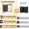 thumbnail image 5 of Laundry Hampers 2 Section, Laundry Sorter with Removable Shelf and Pull-Out Bags, Clothes Hampers with Wheels Rolling Cart Basket for Laundry Room Bathroom, 2 x 50 L (Black White), 5 of 17